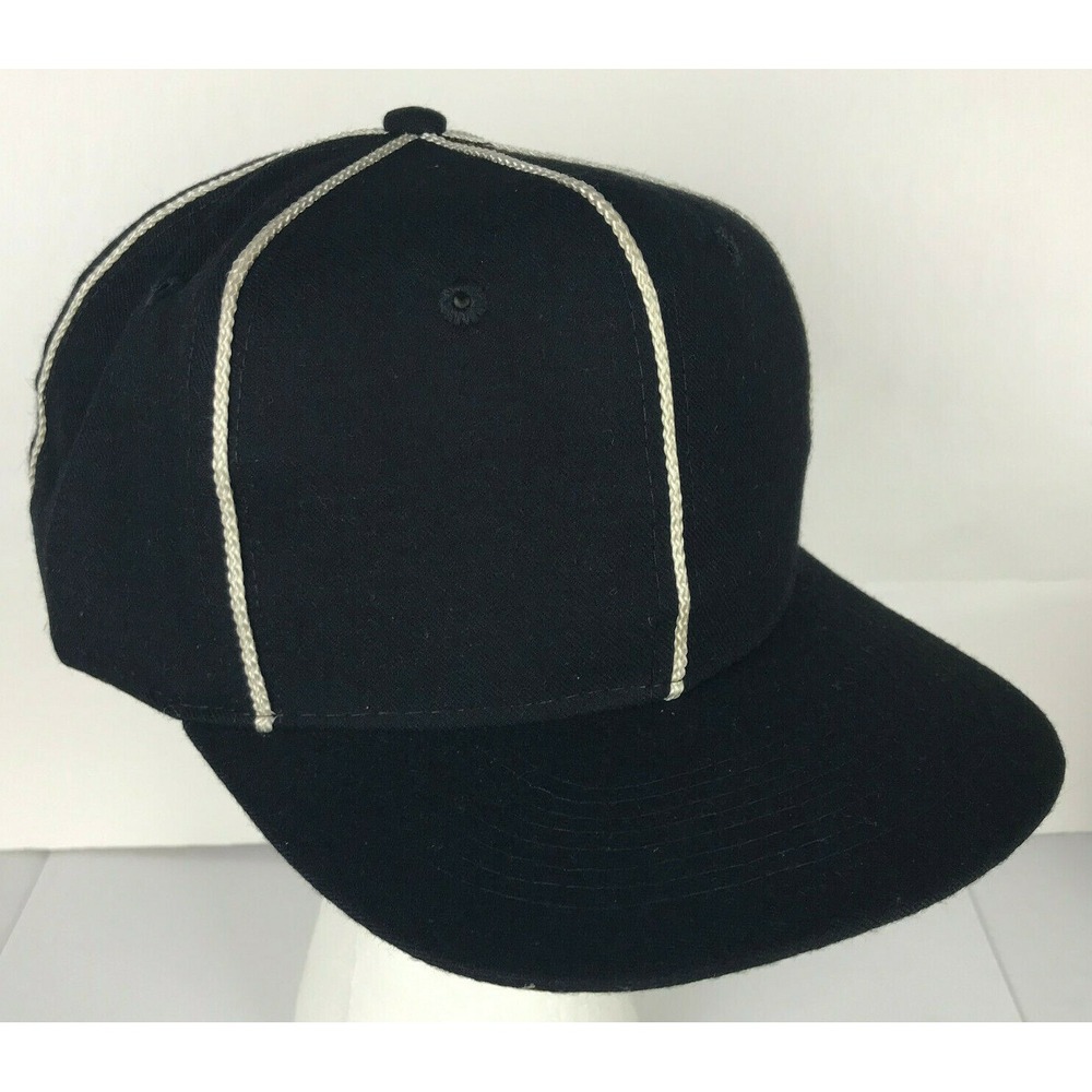 Football Referee Hat ~ Black with White Piping Ref Costume New Adjustable